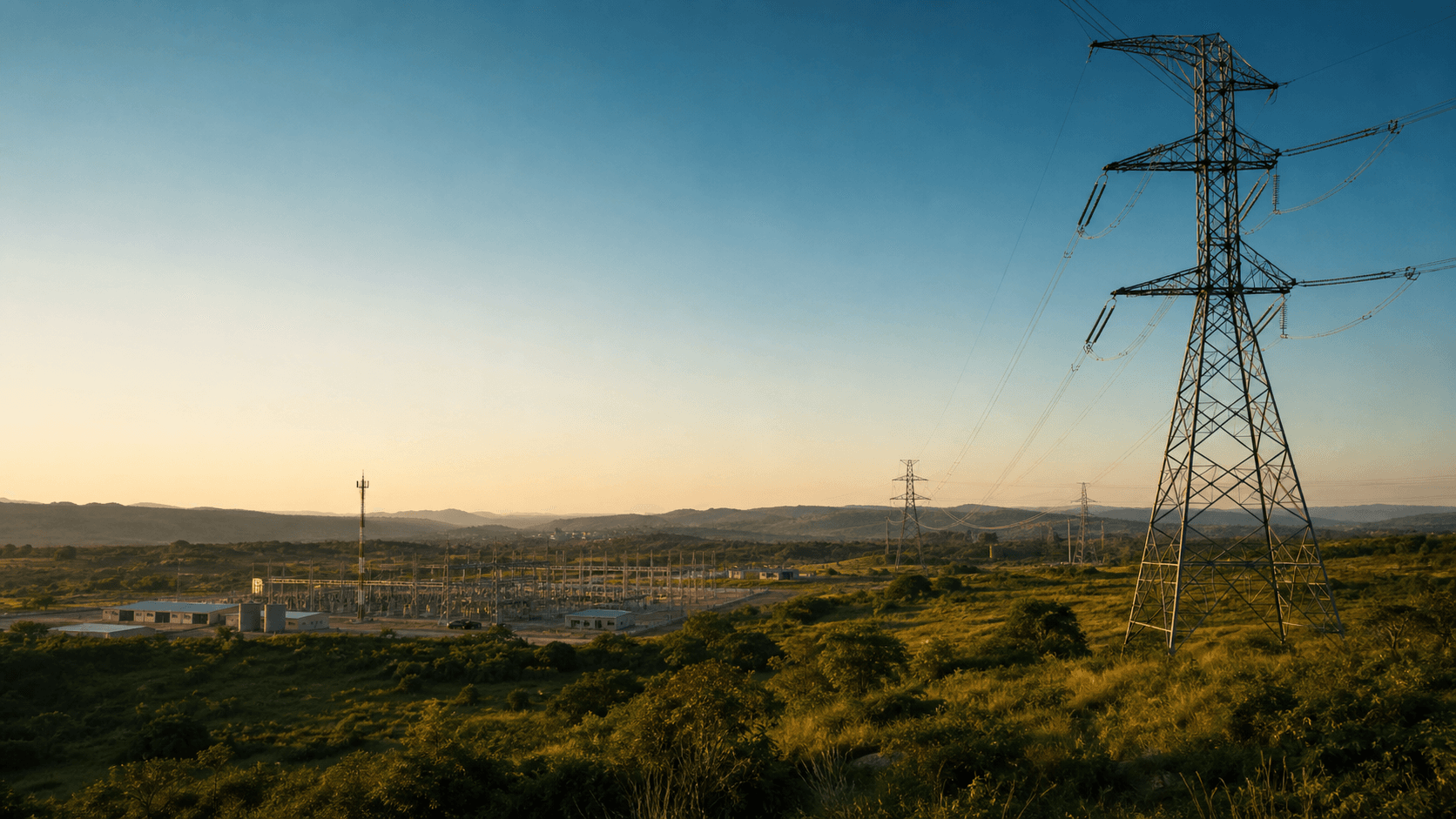 Representative electricity transmission infrastructure in an African landscape